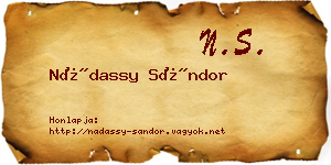 Nádassy Sándor névjegykártya