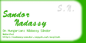 sandor nadassy business card